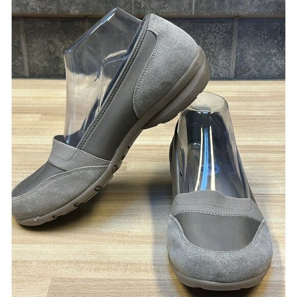 Skechers Women 8.5 Career 9 To 5 Comfort Shoes Taupe Leather Memory Foam Slip on - Picture 1 of 9